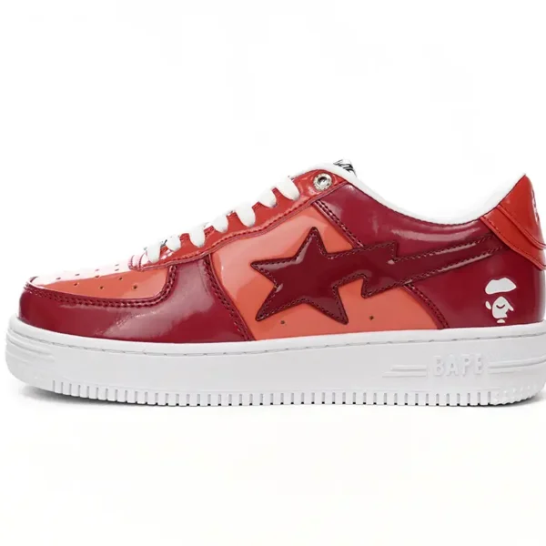 A Bathing Ape Bape Sta Low White Dark Red Mirror Surface