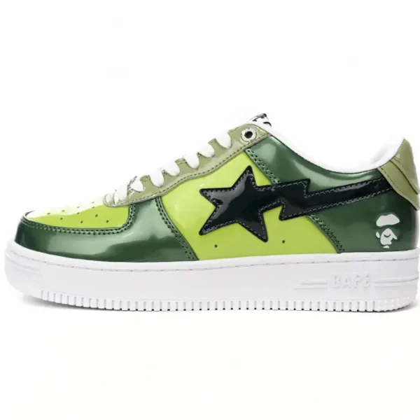 A Bathing Ape Bape Sta Low Black Green Mirror Surface