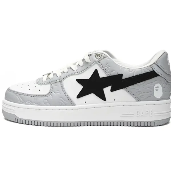A Bathing Ape Bape Sta Low White Gray embossing
