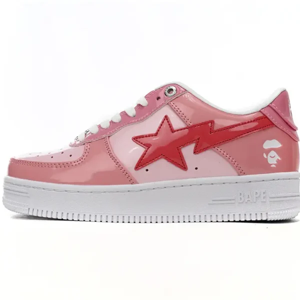 A Bathing Ape Bape Sta Low Pink Paint Leather
